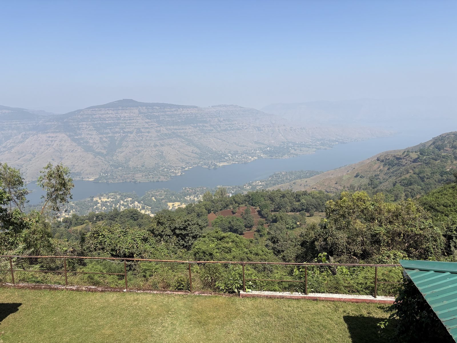 Breathtaking Krishna River lake and valley view from Krishna Valley Resort, Panchgani